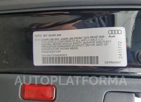 AUDI A5 PREMIUM 2021 vin WAUABCF51MA062975 from auto auction Copart