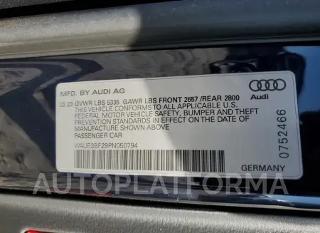 AUDI A6 PREMIUM 2023 vin WAUE3BF29PN050794 from auto auction Copart