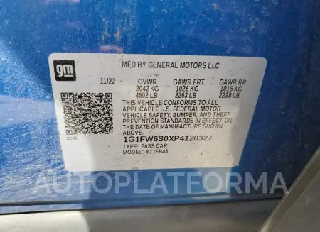 CHEVROLET BOLT EV 1L 2023 vin 1G1FW6S0XP4120327 from auto auction Copart