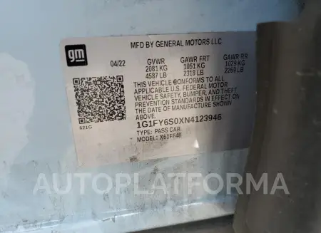 CHEVROLET BOLT EUV L 2022 vin 1G1FY6S0XN4123946 from auto auction Copart