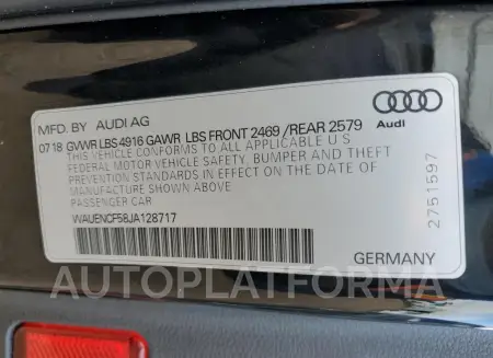 AUDI A5 PREMIUM 2018 vin WAUENCF58JA128717 from auto auction Copart