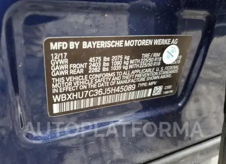 BMW X1 SDRIVE2 2018 vin WBXHU7C36J5H45089 from auto auction Copart