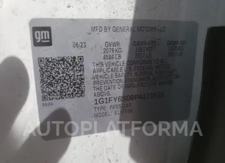 CHEVROLET BOLT EUV L 2023 vin 1G1FY6S08P4171531 from auto auction Copart