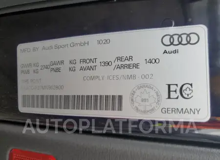 AUDI RS6 2021 vin WUA1CAF27MN902800 from auto auction Copart