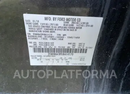 FORD FLEX SEL 2018 vin 2FMHK6C89JBA14170 from auto auction Copart