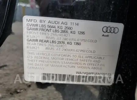 AUDI SQ5 PRESTI 2015 vin WA1VGAFP1FA075573 from auto auction Copart