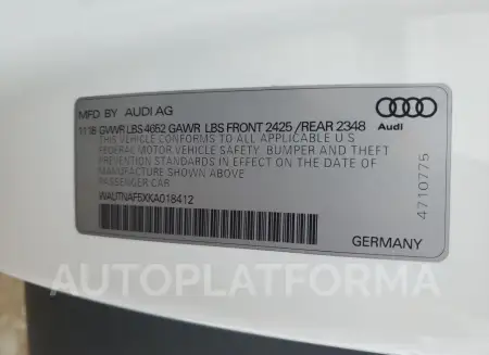 AUDI A5 PREMIUM 2019 vin WAUTNAF5XKA018412 from auto auction Copart