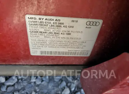 AUDI SQ5 PRESTI 2018 vin WA1C4BFY1J2207491 from auto auction Copart