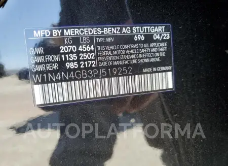 MERCEDES-BENZ GLA 250 2023 vin W1N4N4GB3PJ519252 from auto auction Copart