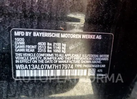 BMW M235XI 2021 vin WBA13AL07M7H17974 from auto auction Copart