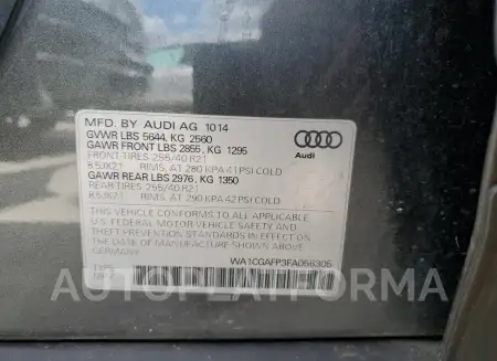 AUDI SQ5 PREMIU 2015 vin WA1CGAFP3FA056305 from auto auction Copart