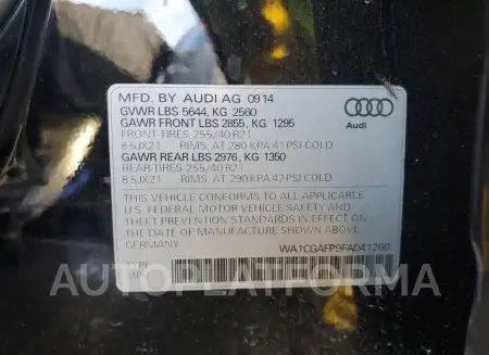 AUDI SQ5 PREMIU 2015 vin WA1CGAFP9FA041260 from auto auction Copart