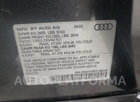 AUDI SQ5 PREMIU 2023 vin WA1B4AFY5P2168225 from auto auction Copart