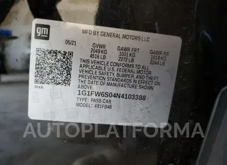 CHEVROLET BOLT EV 1L 2022 vin 1G1FW6S04N4103388 from auto auction Copart