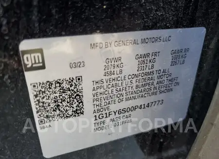 CHEVROLET BOLT EUV L 2023 vin 1G1FY6S00P4147773 from auto auction Copart