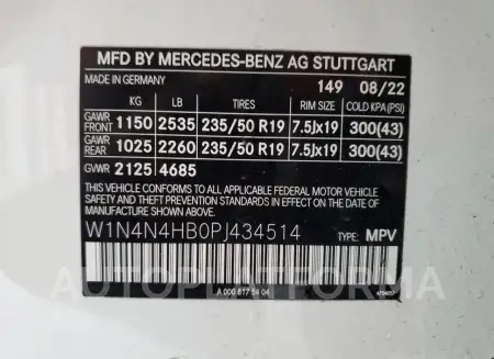 MERCEDES-BENZ GLA 250 4M 2023 vin W1N4N4HB0PJ434514 from auto auction Copart