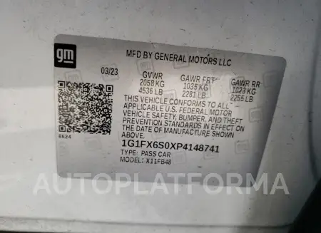 CHEVROLET BOLT EV 2L 2023 vin 1G1FX6S0XP4148741 from auto auction Copart