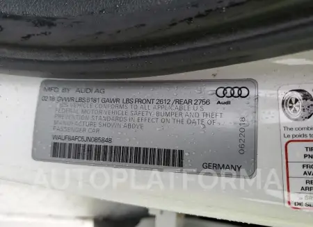 AUDI A6 PREMIUM 2018 vin WAUF8AFC5JN085848 from auto auction Copart