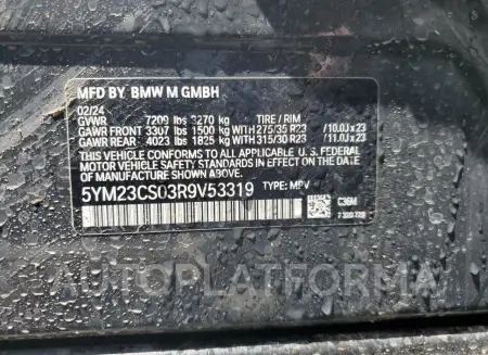 BMW XM 2024 vin 5YM23CS03R9V53319 from auto auction Copart