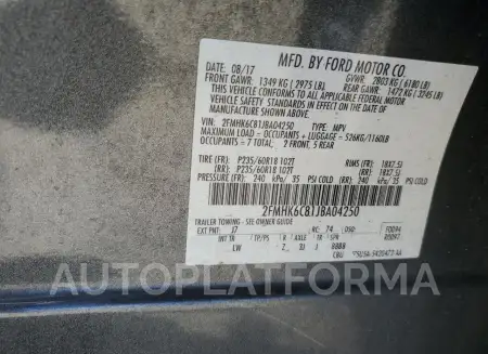 FORD FLEX SEL 2018 vin 2FMHK6C81JBA04250 from auto auction Copart