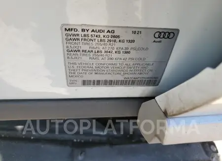 AUDI SQ5 PRESTI 2022 vin WA1C4AFY2N2036203 from auto auction Copart