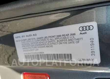 AUDI S5 PRESTIG 2024 vin WAUB4CF52RA018604 from auto auction Copart