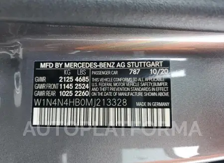 MERCEDES-BENZ GLA 250 4M 2021 vin W1N4N4HB0MJ213328 from auto auction Copart