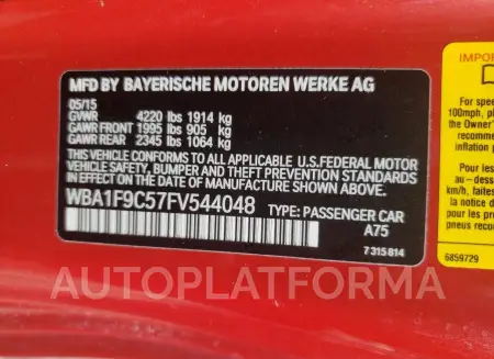 BMW 228 I SULE 2015 vin WBA1F9C57FV544048 from auto auction Copart