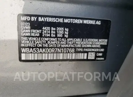 BMW 228I 2024 vin WBA53AK00R7N10768 from auto auction Copart