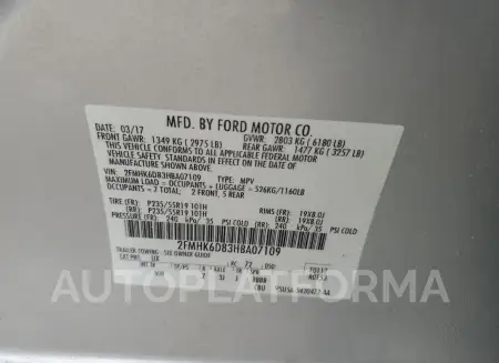 FORD FLEX LIMIT 2017 vin 2FMHK6D83HBA07109 from auto auction Copart