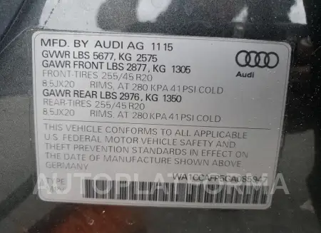 AUDI SQ5 PREMIU 2016 vin WA1CCAFP5GA085947 from auto auction Copart