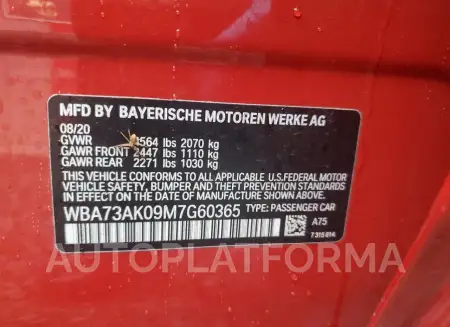 BMW 228XI 2021 vin WBA73AK09M7G60365 from auto auction Copart