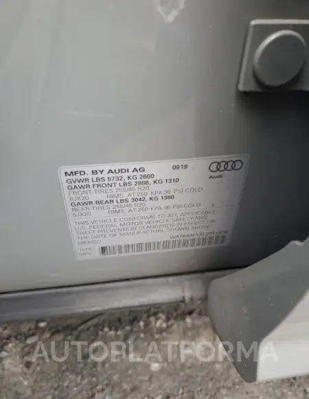 AUDI SQ5 PREMIU 2020 vin WA1B4AFYXL2011400 from auto auction Copart