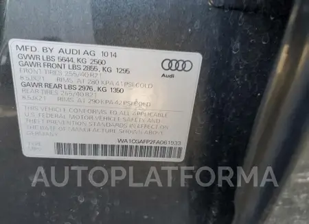 AUDI SQ5 PREMIU 2015 vin WA1CGAFP2FA061933 from auto auction Copart