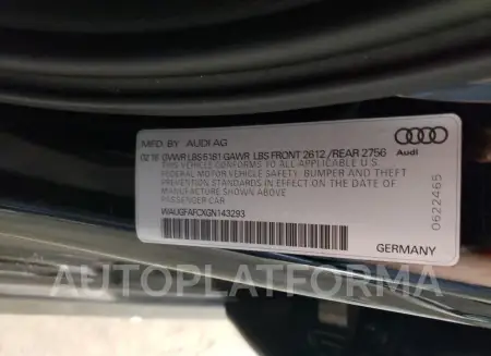 AUDI A6 PREMIUM 2016 vin WAUGFAFCXGN143293 from auto auction Copart