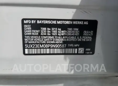 BMW X7 XDRIVE4 2023 vin 5UX23EM08P9N90587 from auto auction Copart