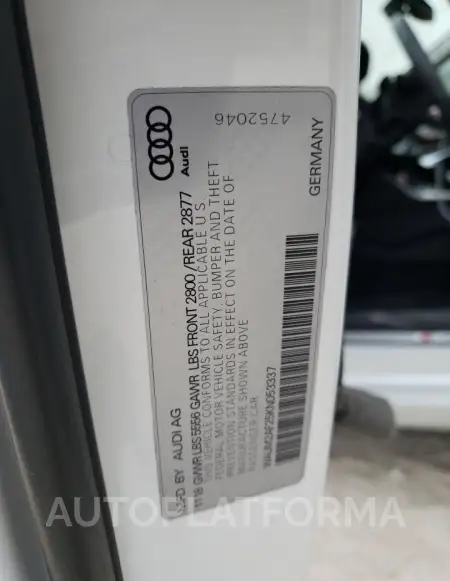 AUDI A6 PRESTIG 2019 vin WAUM2AF25KN053337 from auto auction Copart