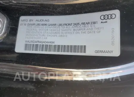 AUDI A5 PREMIUM 2016 vin WAUM2AFR4GA044494 from auto auction Copart