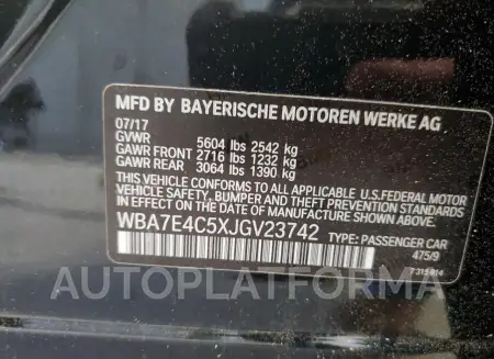 BMW 740 XI 2018 vin WBA7E4C5XJGV23742 from auto auction Copart