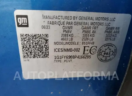 CHEVROLET BOLT EUV L 2023 vin 1G1FY6S08P4166295 from auto auction Copart