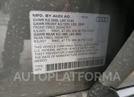 AUDI SQ5 PREMIU 2024 vin WA1B4AFY2R2031391 from auto auction Copart