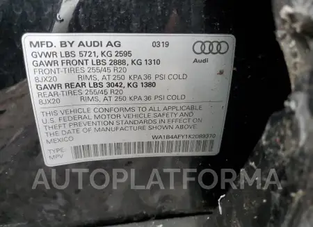 AUDI SQ5 PREMIU 2019 vin WA1B4AFY1K2089370 from auto auction Copart