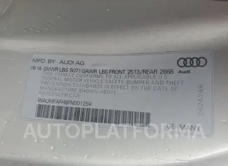 AUDI A5 PREMIUM 2015 vin WAUMFAFH8FN001294 from auto auction Copart