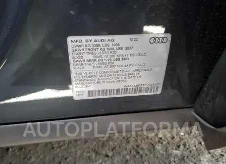 AUDI E-TRON PRE 2023 vin WA1LABGE8PB023428 from auto auction Copart