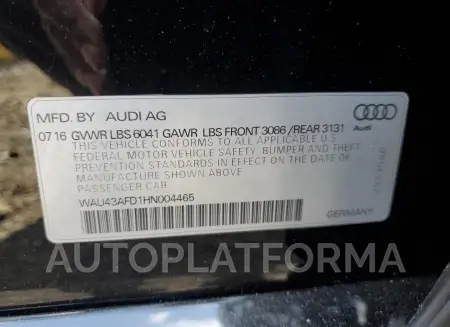 AUDI A8 L QUATT 2017 vin WAU43AFD1HN004465 from auto auction Copart