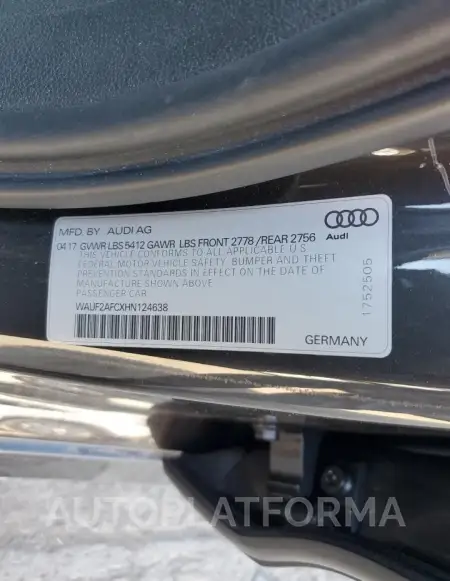 AUDI A6 PREMIUM 2017 vin WAUF2AFCXHN124638 from auto auction Copart