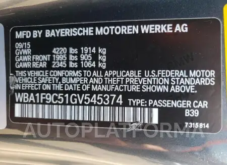 BMW 228 I SULE 2016 vin WBA1F9C51GV545374 from auto auction Copart