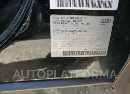 AUDI SQ5 PREMIU 2016 vin WA1CCAFP3GA149211 from auto auction Copart