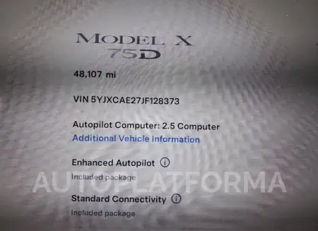 TESLA MODEL X 2018 vin 5YJXCAE27JF128373 from auto auction Copart