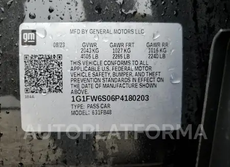 CHEVROLET BOLT EV 1L 2023 vin 1G1FW6S06P4180203 from auto auction Copart